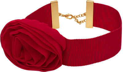 Blumarine Red Rose Choker In Lipstick Red