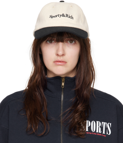 Sporty And Rich Off-white & Black Serif Logo Cap In Off White