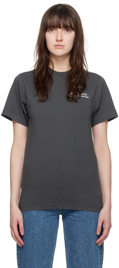 Sporty And Rich Black New 'drink More Water' T-shirt In Faded Black