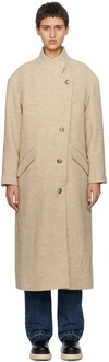 Isabel Marant Étoile Beige & White Sabine Coat In 50tf Toffee