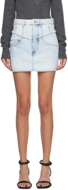 Isabel Marant Ripped-detail Denim Fitted Skirt In 30lu Light Blue
