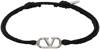Valentino Garavani Vlogo Signature Cotton Bracelet In Nero