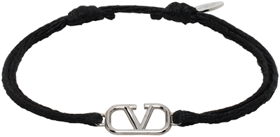 Valentino Garavani Vlogo Bracelet Featuring Metal Accents In Black