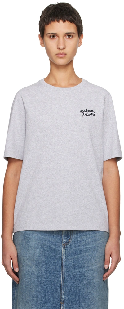 Maison Kitsuné Gray Handwriting T-shirt In H120 Light Grey