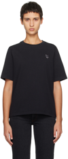 Maison Kitsuné Black Crewneck T-shirt With Fox Head Patch In P199 Black