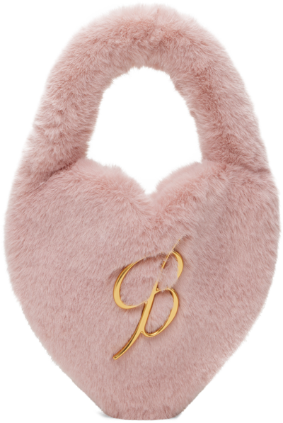 Blumarine Mini Faux Fur Heart Top-handle Bag In N0149 Chalk Pink