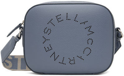 Stella Mccartney Blue Logo Grainy Alter Mat Mini Camera Bag In 4113 Blue Grey