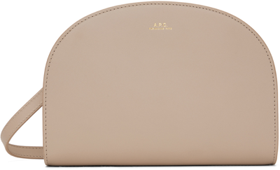 Apc A.p.c. Grey Demi Lune Mini Bag In Beige