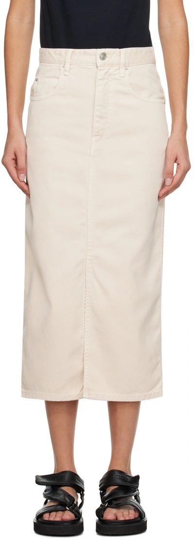 Isabel Marant Off-white Tilauria Denim Midi Skirt In Powder