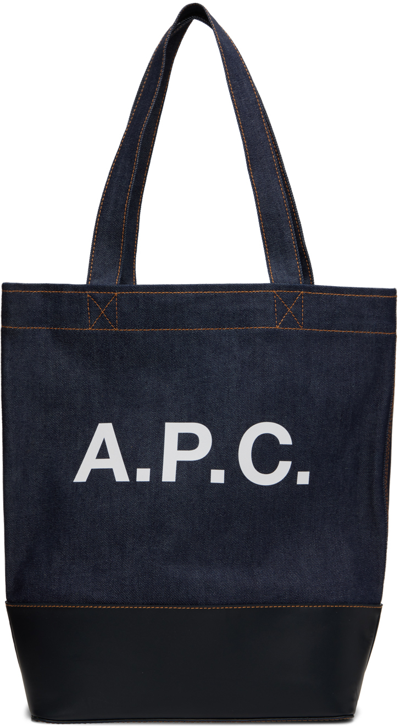 Apc Navy & Black Axelle Tote In Iak Dark Navy