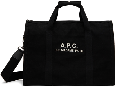 Apc Black Gym Bag With Contrasting Logo Print