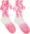 Collina Strada Camo Bow Organic Cotton Blend Socks In Hot Pink Squiggle