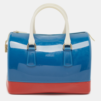 Pre-owned Furla Tricolor Rubber Candy Satchel In Multicolor