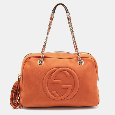 Pre-owned Gucci Brown Leather Large Soho Shoulder Bag