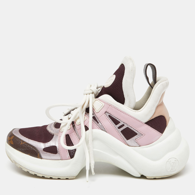 Pre-owned Louis Vuitton Tricolor Leather And Mesh Archlight Sneakers Size 36.5 In Pink