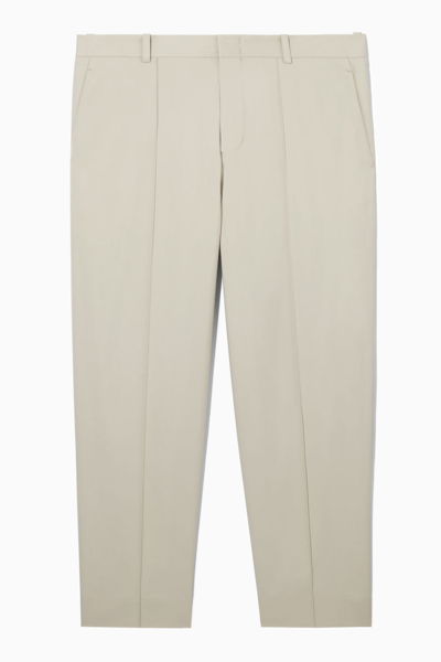 Cos Cropped Straight-leg Twill Trousers In Brown