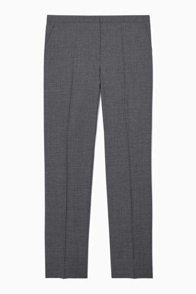Cos Tailored Wool-flannel Trousers In Grey