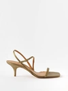 Emme Parsons Hugo 50mm Strappy Sandals In Wheat Lizard