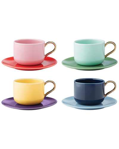 Kate Spade New York Make It Pop 8pc Cup & Saucer Set With $15 Credit In Multi