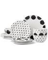 Kate Spade On The Dot 12-piece Stoneware Dinnerware Set In White