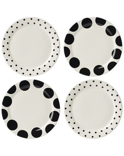 Kate Spade Deco Dot On The Dot Assorted Dinner Plates 4-piece Set In White