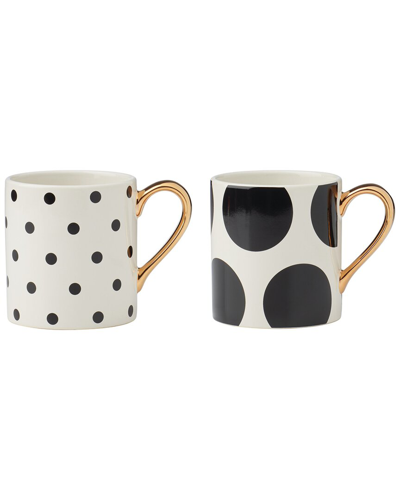 Kate Spade On The Dot Assorted Mugs 2 Piece Set, Service For 2 In White