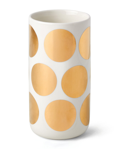 Kate Spade On The Dot Tall Gold-tone Dot Vase In White
