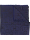 Ferragamo Jacquard Gancini Pattern Scarf In Blue