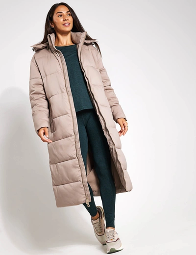Girlfriend Collective Long Puffer Jacket In Brown