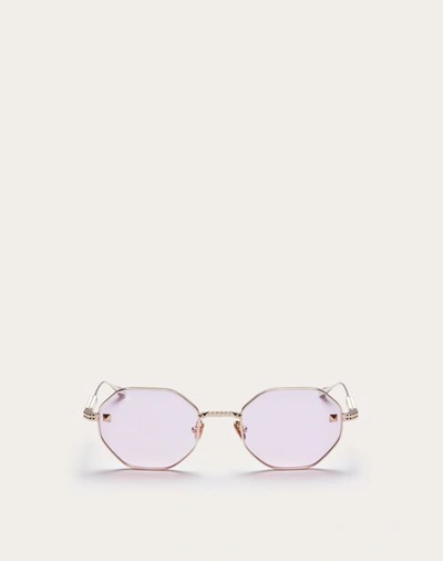 Valentino Garavani Valentino V - Stud Hexagonal Titanium Frame Woman Pink 52