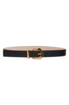 Versace Medusa Heritage Leather & Brass Belt In 1b00v Black Versa