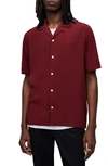 Allsaints Venice Camp Collar Ramskull Shirt In Red
