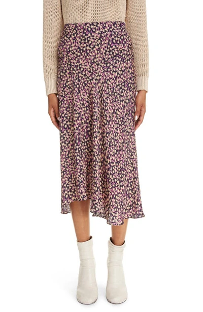 Isabel Marant Lisanne Floral-print Silk Midi Skirt In Faded Night