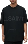 Allsaints Mens Jet Black Biggy Logo-print Relaxed-fit Organic-cotton T-shirt In Jet Black