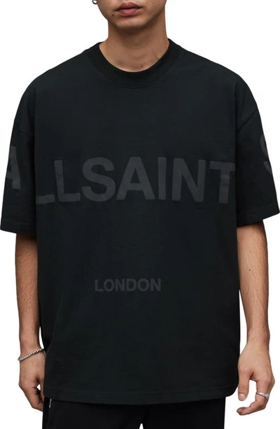 Allsaints Biggy Oversized Crew Neck T-shirt In Jet Black