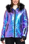 TIPSY ELVES IRIDESCENT IRIS WATERPROOF INSULATED HOODED SNOWSUIT WITH FAUX FUR TRIM