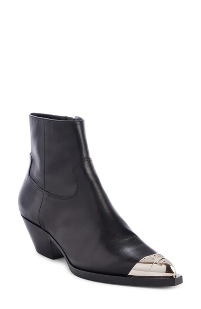 Givenchy Metal-toe Leather Western Ankle Boots In Black