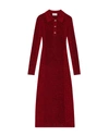 Ganni Melange Rib Long Sleeve Polo Dress In Red