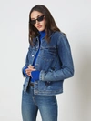 L Agence Janelle Raw Hem Cotton Denim Trucker Jacket In Rowan