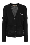 Marni Logo-embroidered Cotton Cardigan In Black