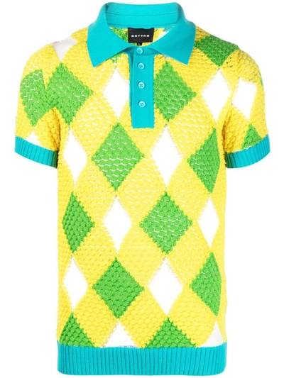 Botter Geometric-pattern Knitted Polo Shirt In Multicolor