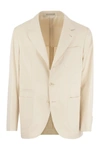 Brunello Cucinelli Men Cotton And Cashmere Deconstructed Jacket With Patch Pockets In Beige
