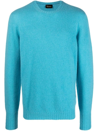 Drumohr Crew-neck Cashmere Jumper In Blue