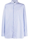 Finamore 1925 Napoli Button-cuffed Cotton Shirt In Blue