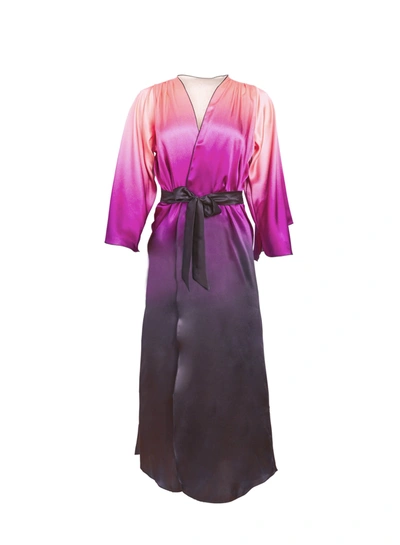 Fleur Du Mal Long Angel Sleeve Robe In Ombre Print