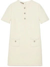 Gucci Dress Wool Tweed Embroidered Trim In White