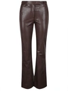 True Royal Faux Leather Flared Trousers In Brown