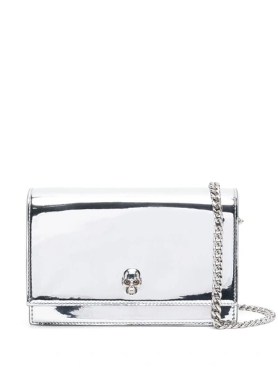 Alexander Mcqueen Skull Small Metallic Effect Mini Bag In Silver