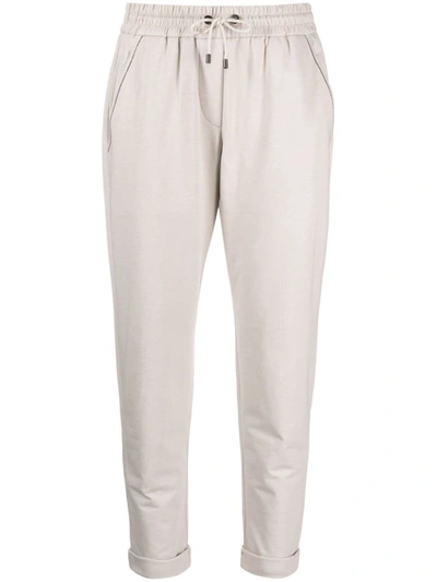Brunello Cucinelli Cropped Track Pants In Neutrals