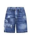 Dsquared2 Ripped Denim Shorts In Blue